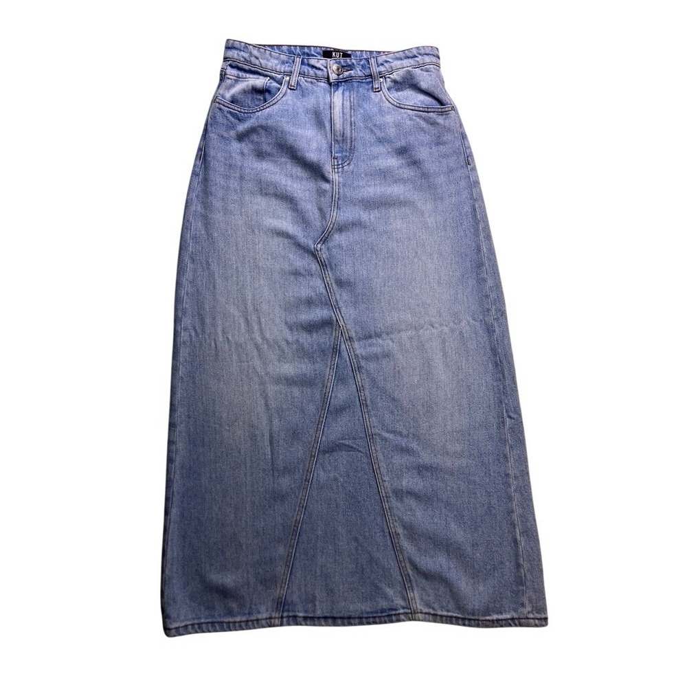 KUT from the Kloth Denim Maxi Skirt Womens 4 Blue Lyocell High Rise Long KK23201